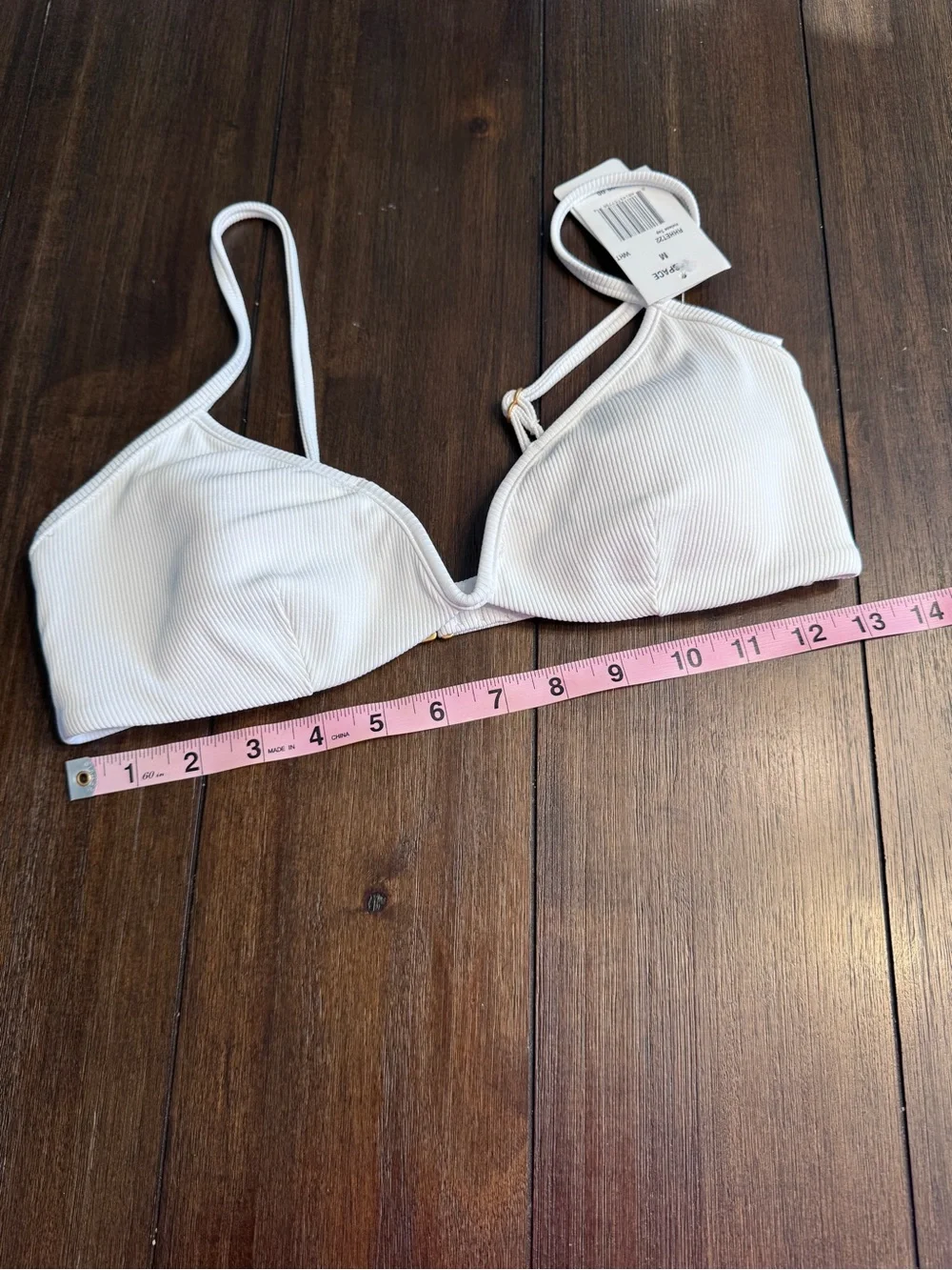 L*Space Helena Bikini Top White Ribbed U-Wire Swim Top M NWT $99